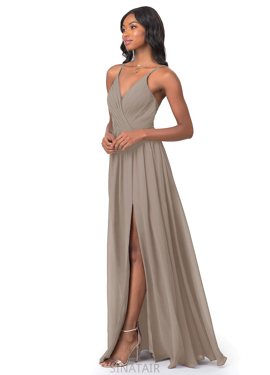 Kaydence Floor Length A-Line/Princess V-Neck Natural Waist Sleeveless Bridesmaid Dresses