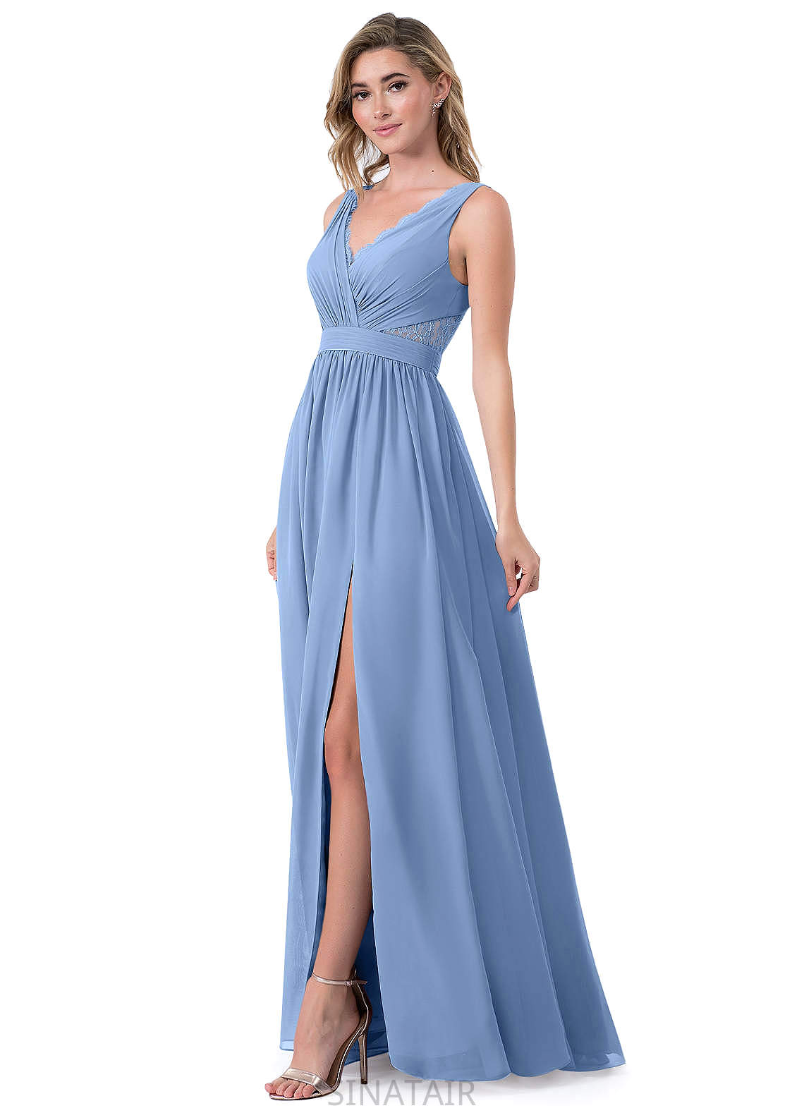 Rayne Natural Waist A-Line/Princess V-Neck Floor Length Bridesmaid Dresses