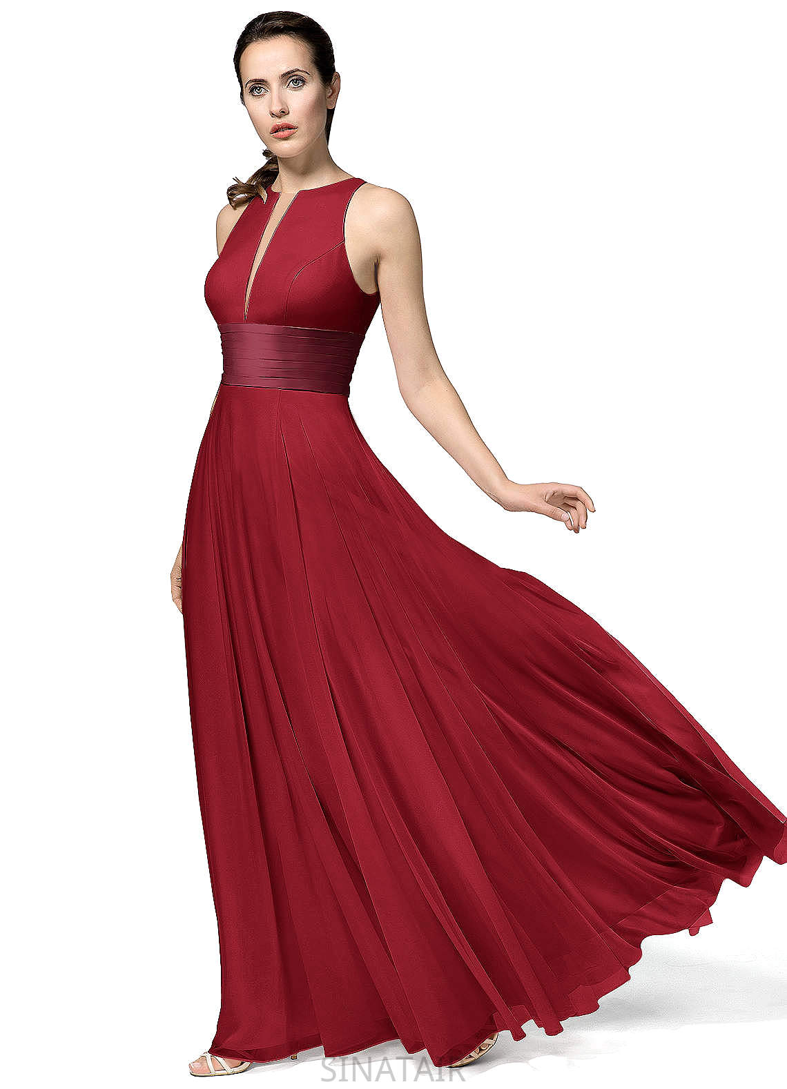 Ally Sleeveless Trumpet/Mermaid Natural Waist Floor Length Scoop Bridesmaid Dresses