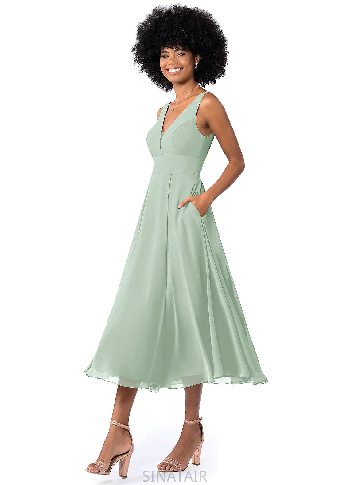 Emely Scoop Cap Sleeves Natural Waist A-Line/Princess Floor Length Bridesmaid Dresses