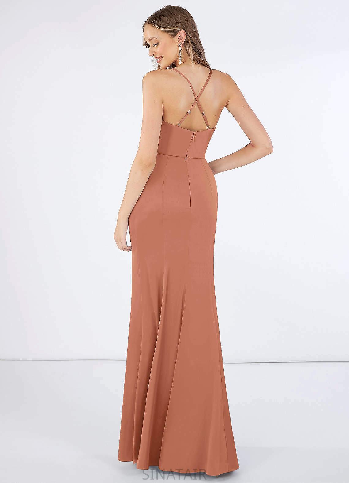 Cailyn Floor Length A-Line/Princess Spaghetti Staps Natural Waist Sleeveless Bridesmaid Dresses