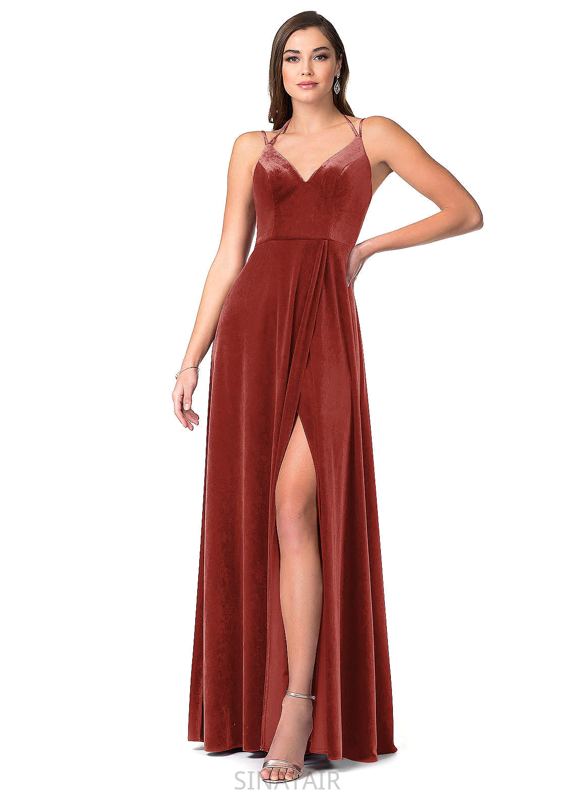 Uerica Natural Waist Floor Length Sleeveless A-Line/Princess V-Neck Bridesmaid Dresses