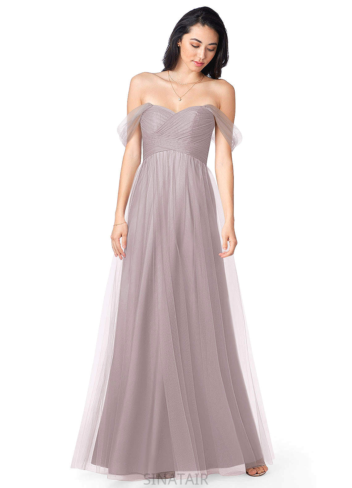 Elaina Natural Waist A-Line/Princess Floor Length Scoop Sleeveless Bridesmaid Dresses