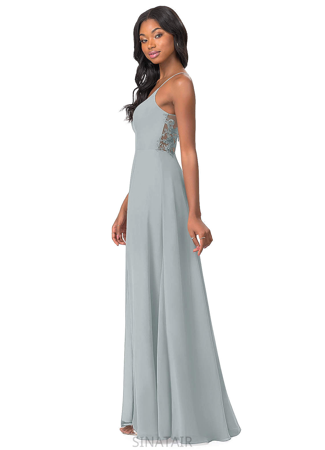 Kristina V-Neck A-Line/Princess Floor Length Sleeveless Natural Waist Bridesmaid Dresses