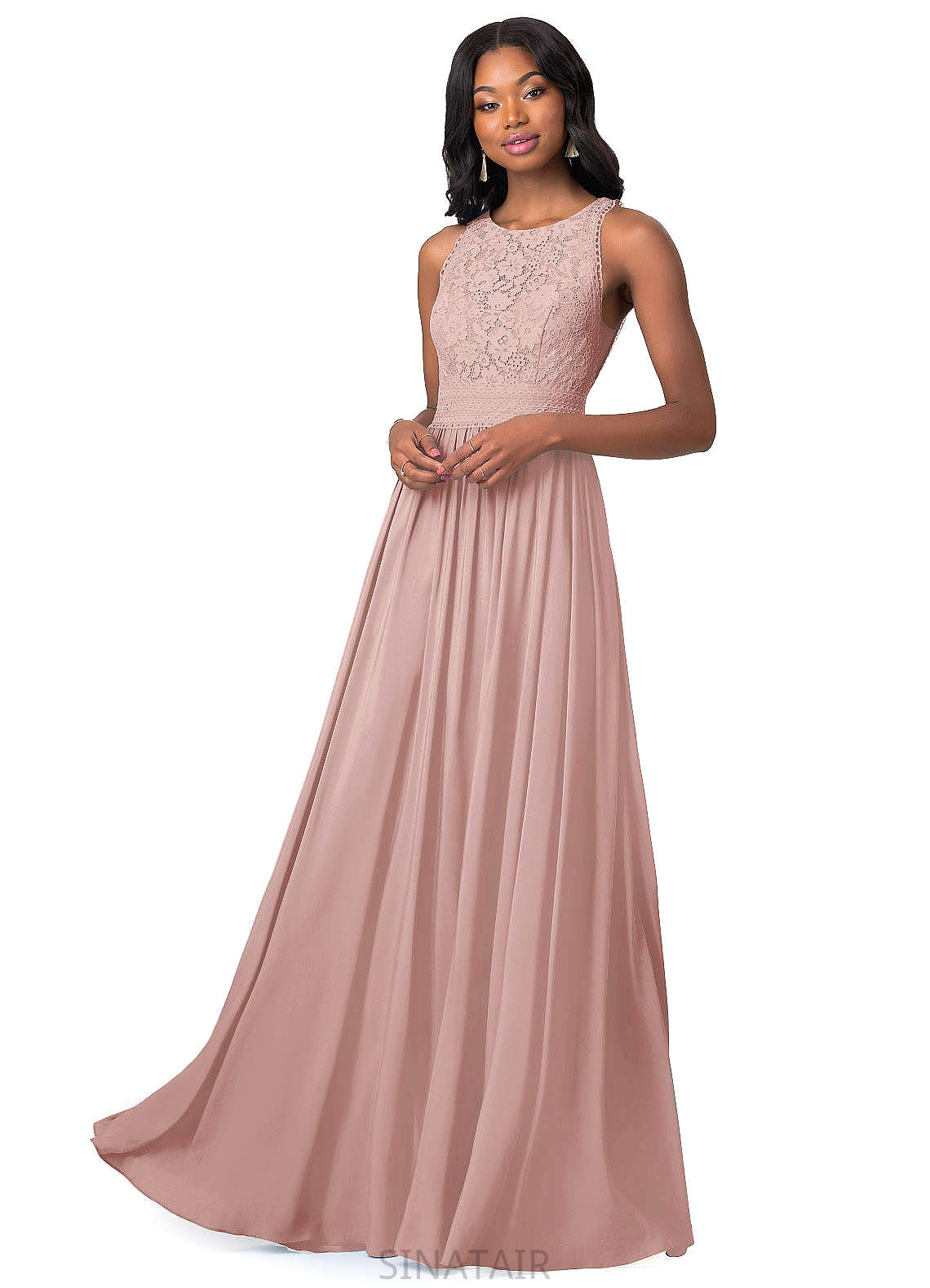 Winifred V-Neck A-Line/Princess Floor Length Natural Waist Sleeveless Bridesmaid Dresses