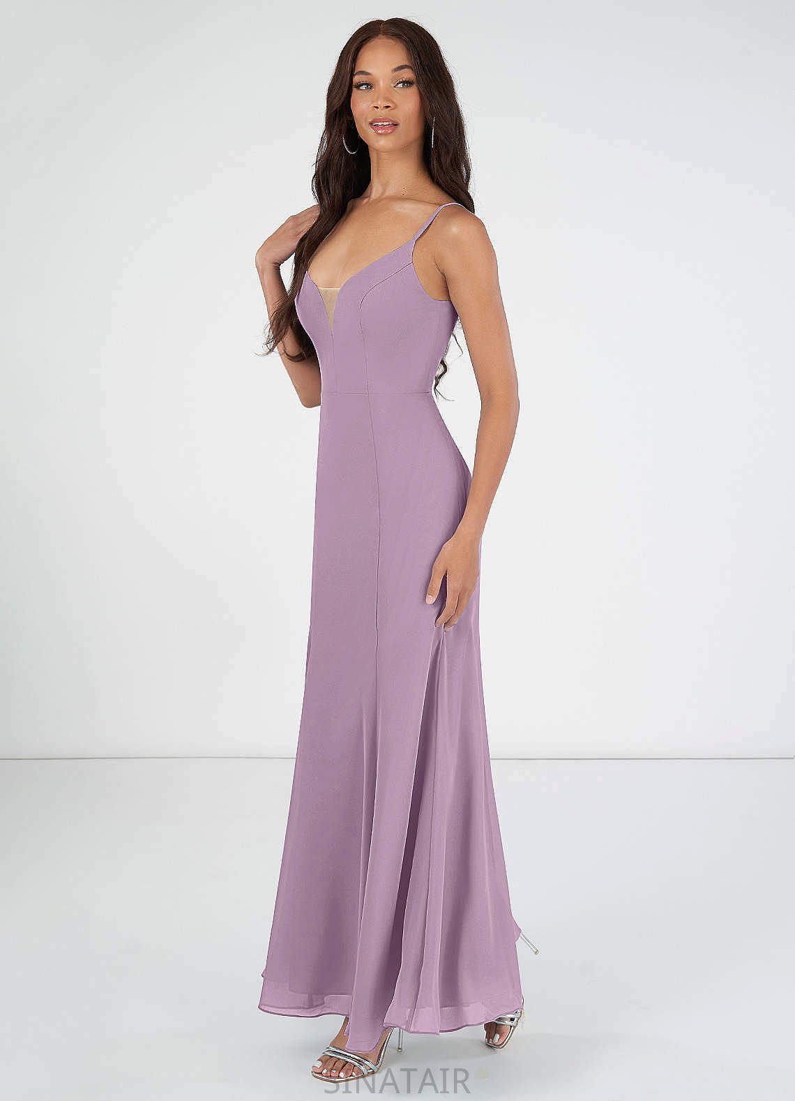 Destiney A-Line/Princess Straps Floor Length Natural Waist Sleeveless Bridesmaid Dresses