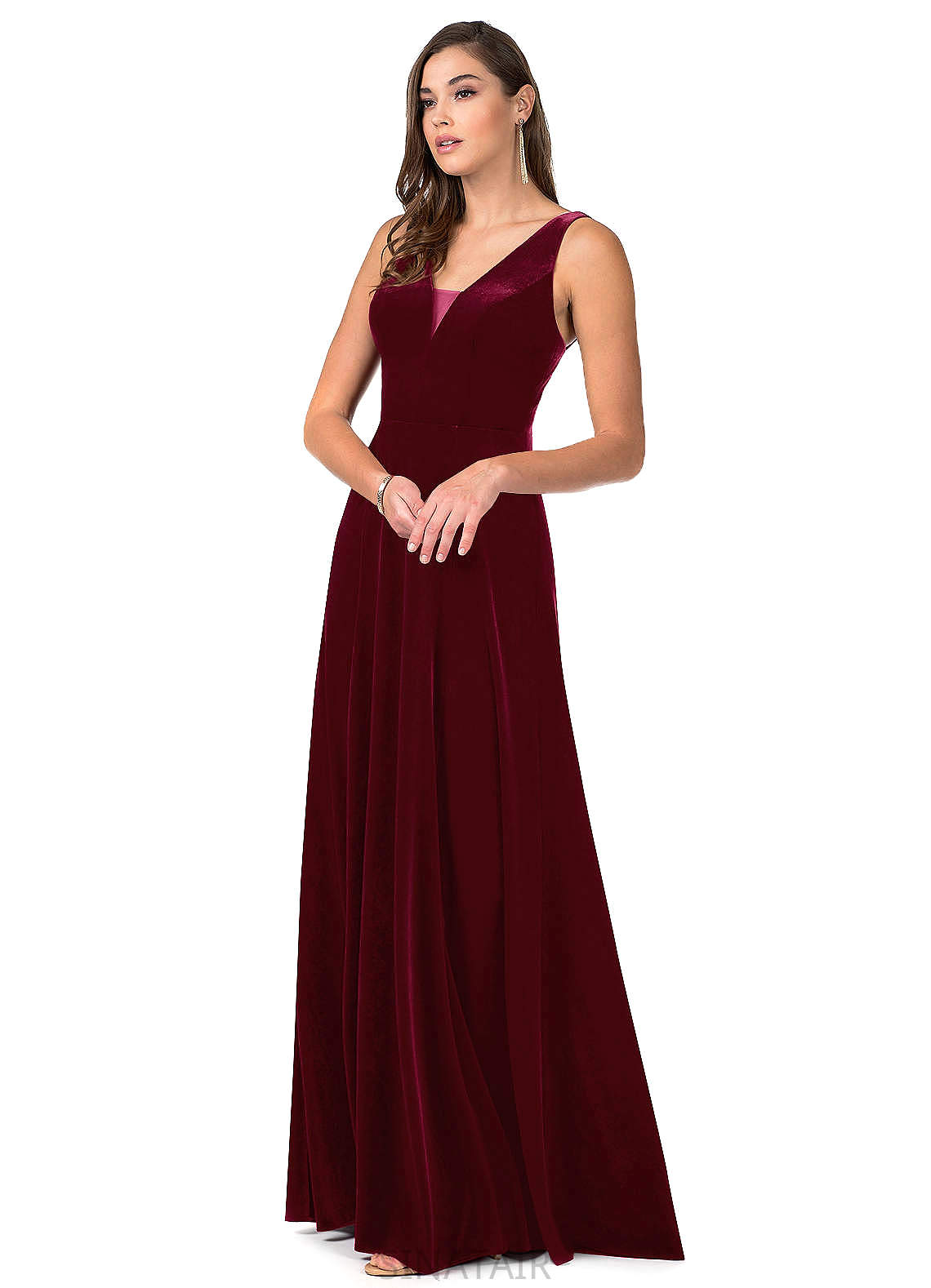 Michaela Sleeveless Natural Waist Floor Length A-Line/Princess Spaghetti Staps Bridesmaid Dresses