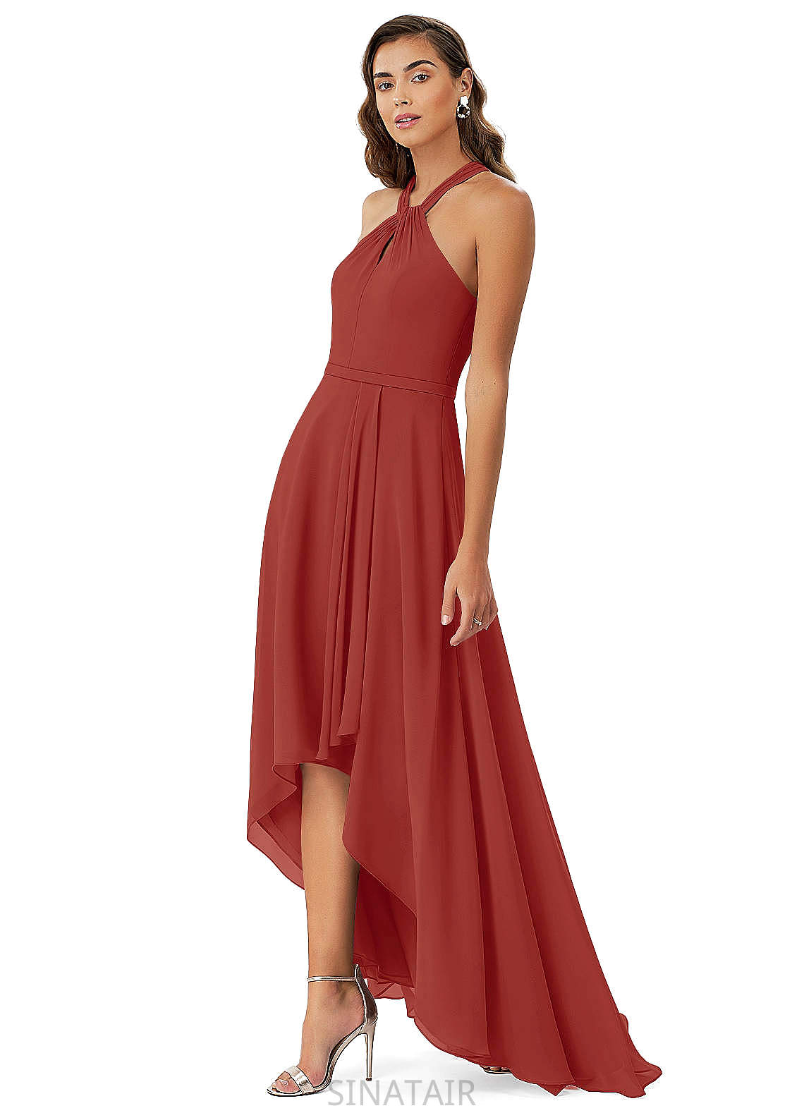 Margaret Natural Waist Satin Floor Length Sleeveless Sheath/Column V-Neck Bridesmaid Dresses