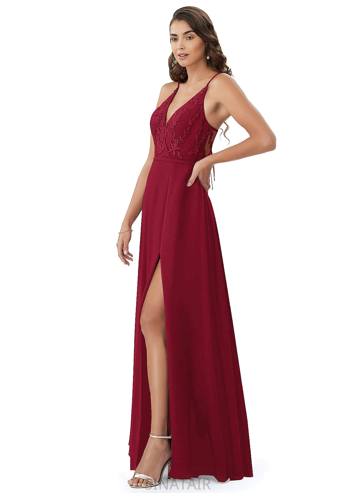 Anabelle Natural Waist Sleeveless Floor Length A-Line/Princess Straps Bridesmaid Dresses