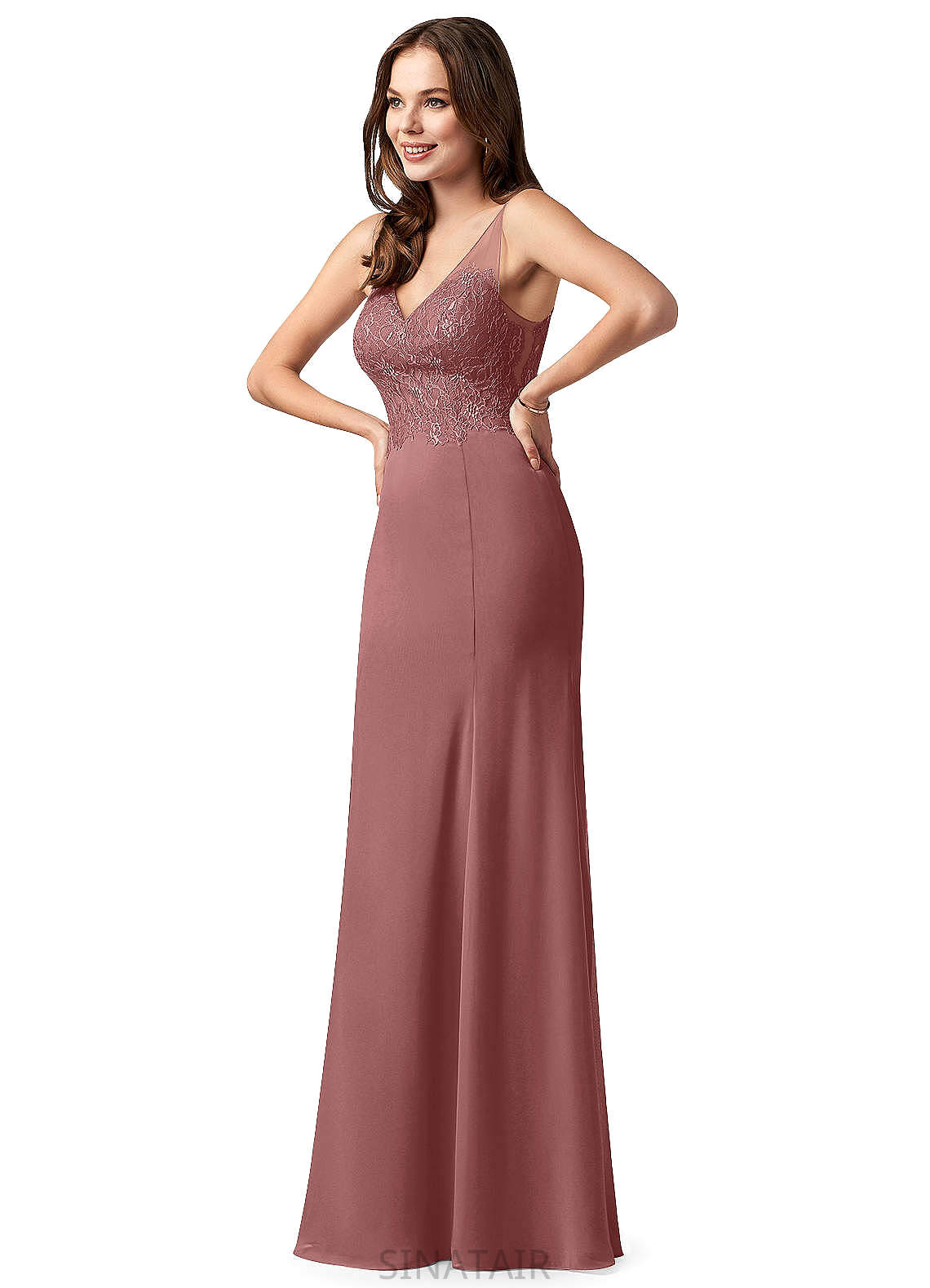 Alannah V-Neck Floor Length Natural Waist Sleeveless A-Line/Princess Bridesmaid Dresses