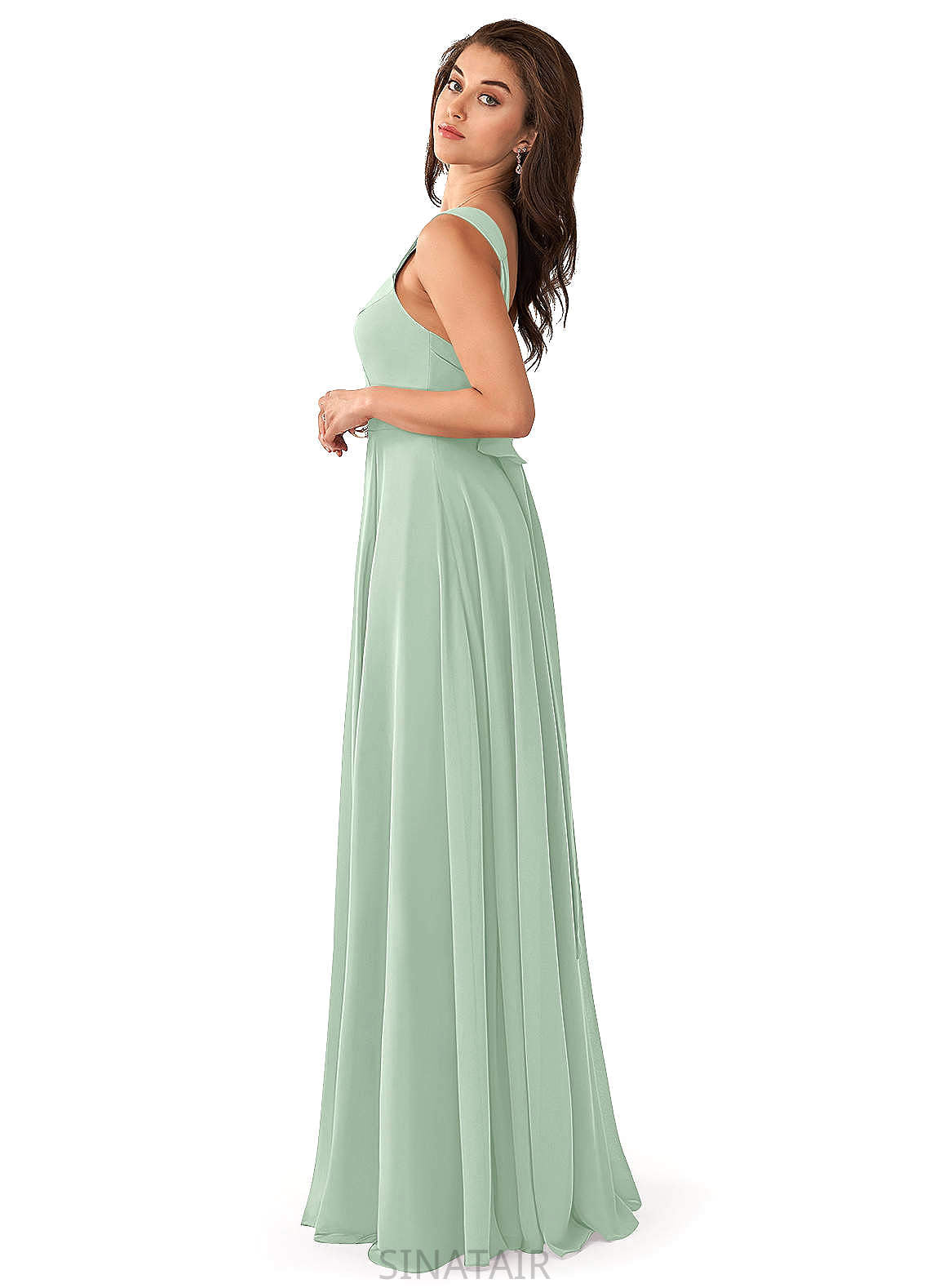 Mylie Floor Length Sleeveless V-Neck Empire Waist A-Line/Princess Bridesmaid Dresses