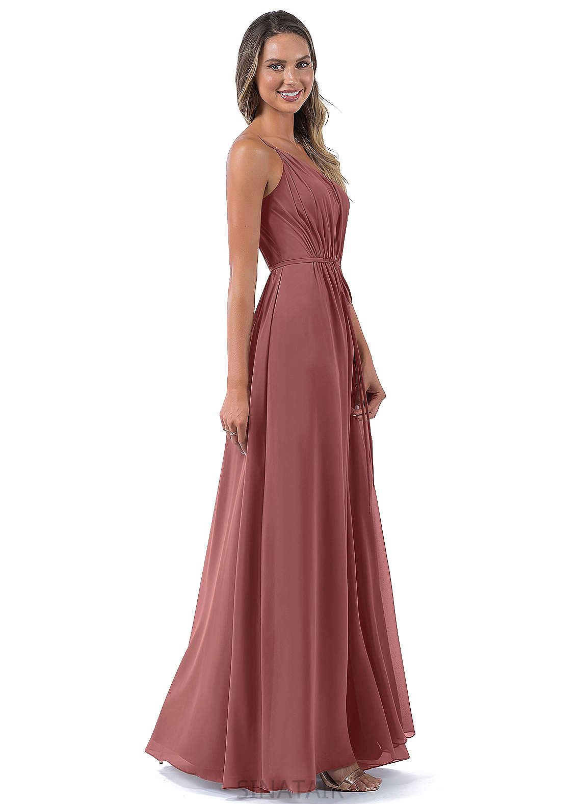 Jamiya Sleeveless Natural Waist A-Line/Princess Spaghetti Staps Floor Length Bridesmaid Dresses