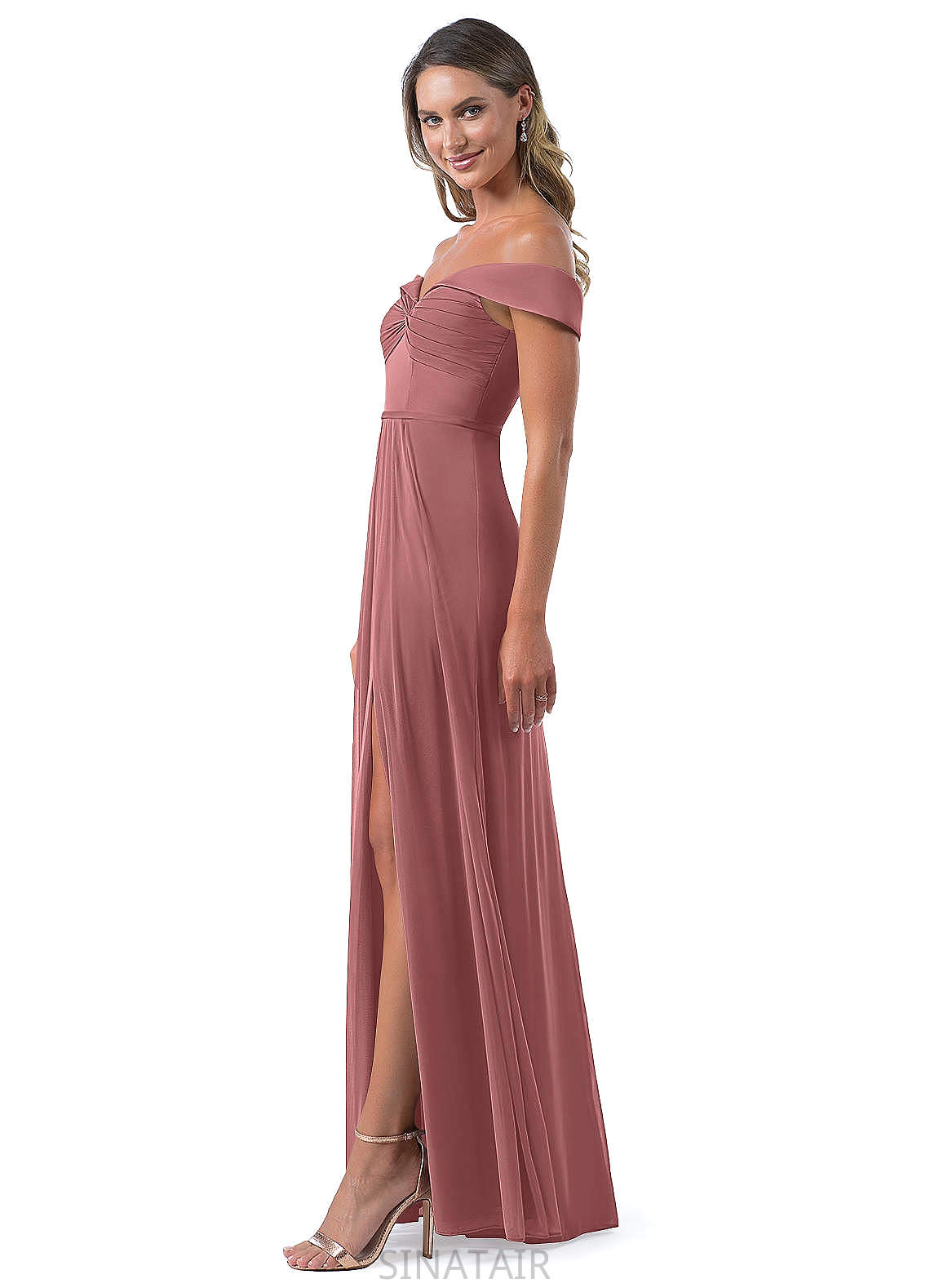 Arianna Natural Waist A-Line/Princess Sleeveless Floor Length V-Neck Bridesmaid Dresses