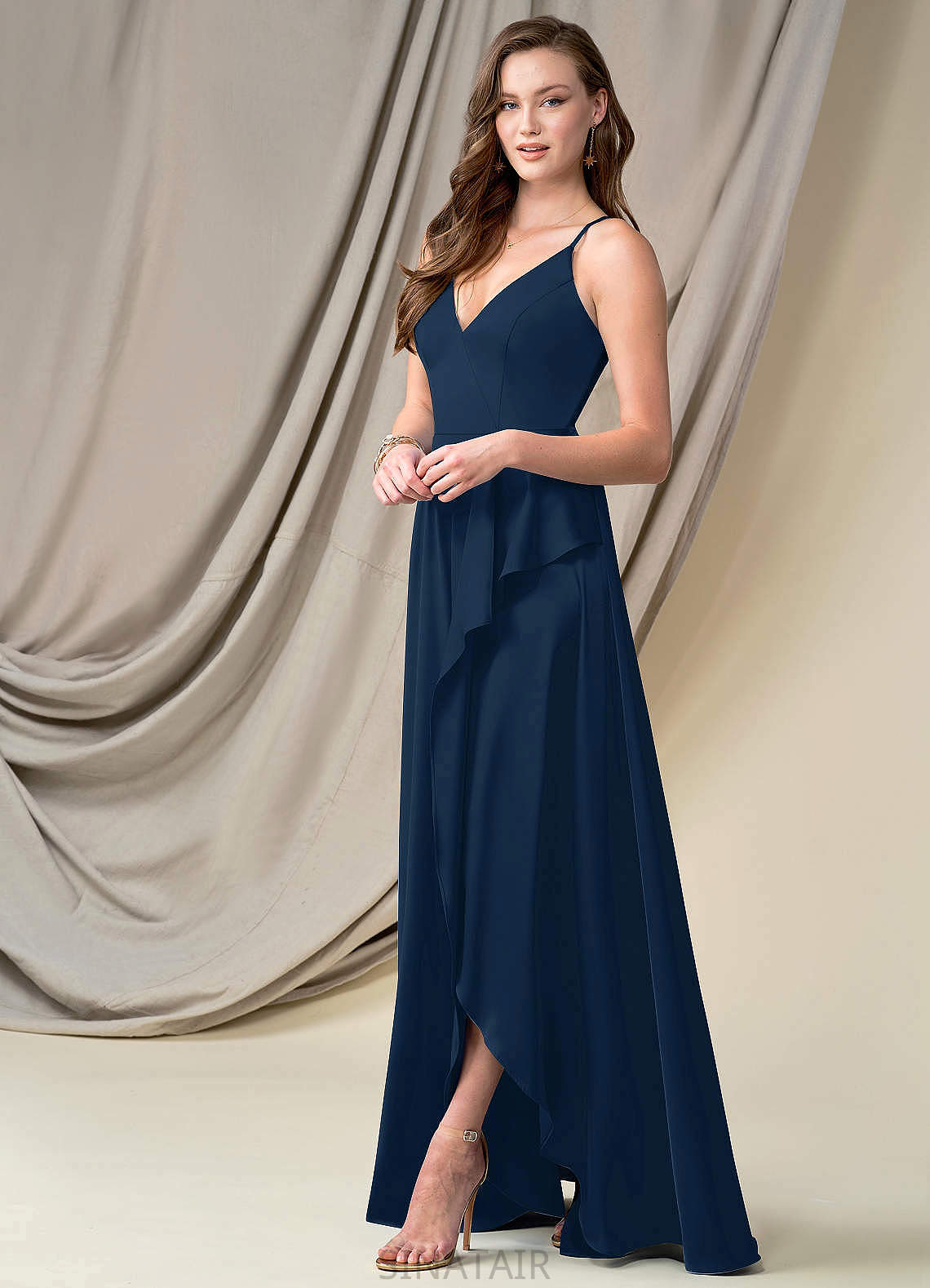 Eden Straps Natural Waist A-Line/Princess Floor Length Sleeveless Bridesmaid Dresses