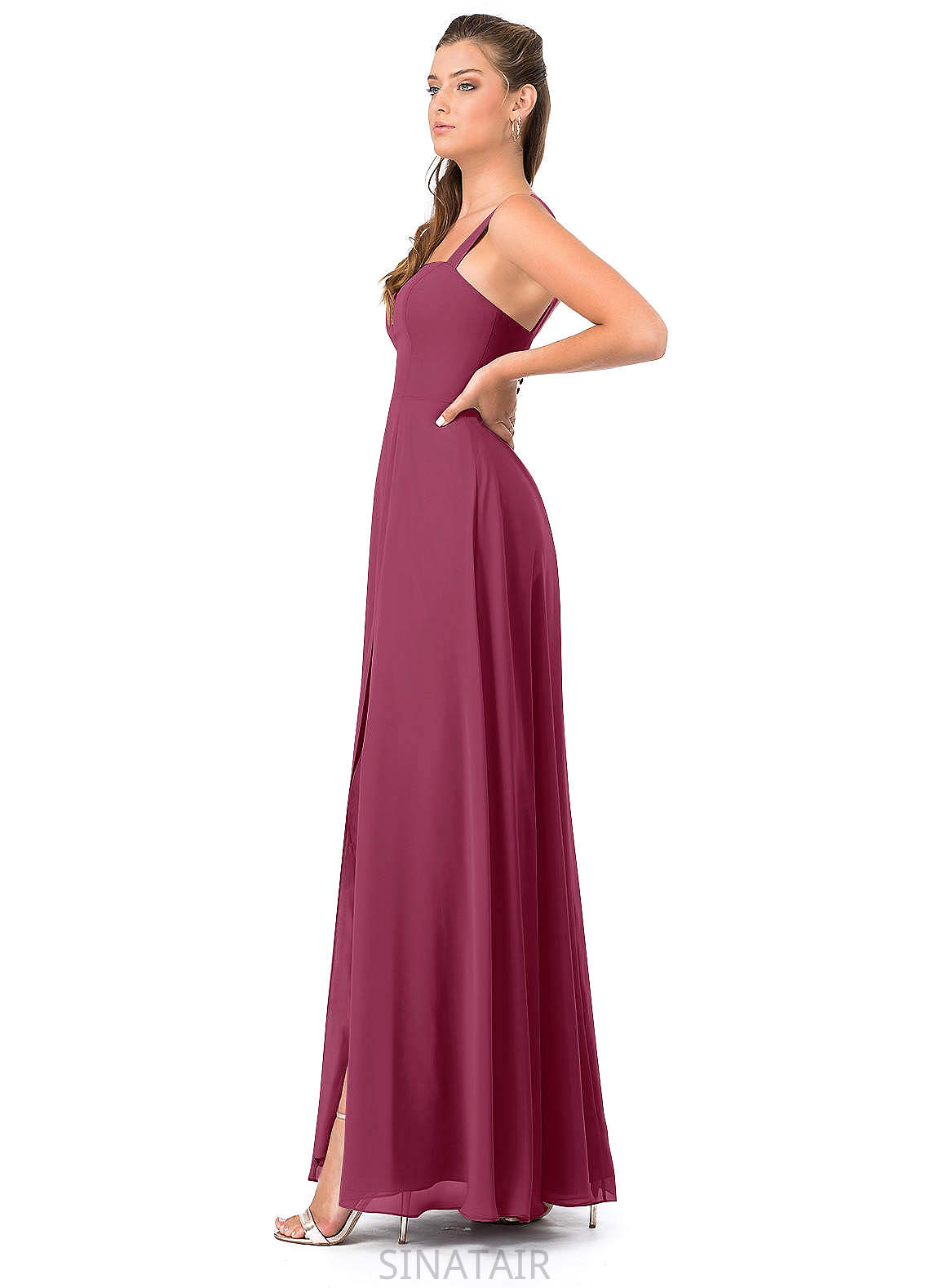 Selina V-Neck Floor Length A-Line/Princess Natural Waist Sleeveless Bridesmaid Dresses