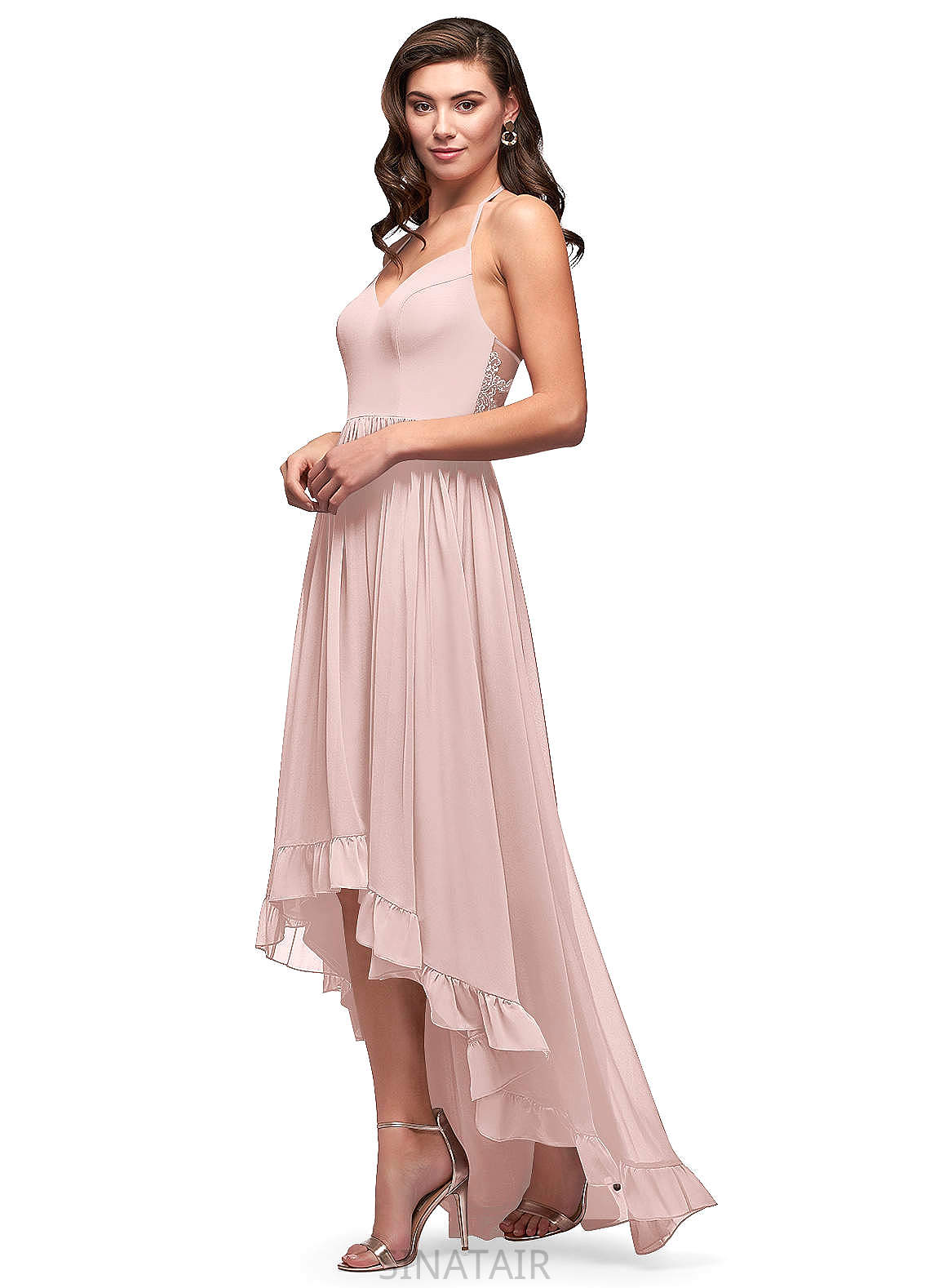 Alicia Sleeveless Floor Length Natural Waist Spaghetti Staps Trumpet/Mermaid Bridesmaid Dresses