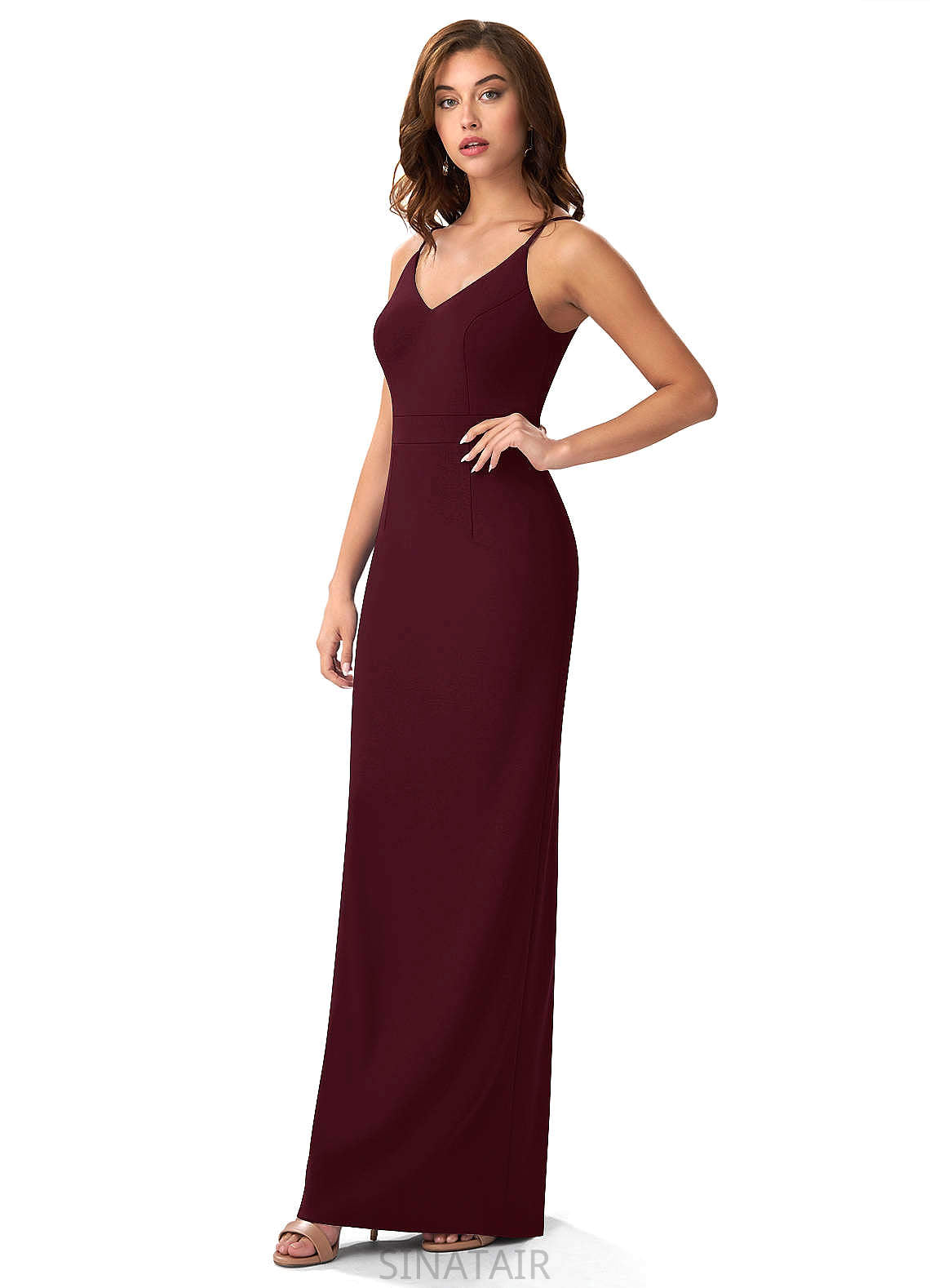 Serena A-Line/Princess Floor Length V-Neck Natural Waist Sleeveless Bridesmaid Dresses