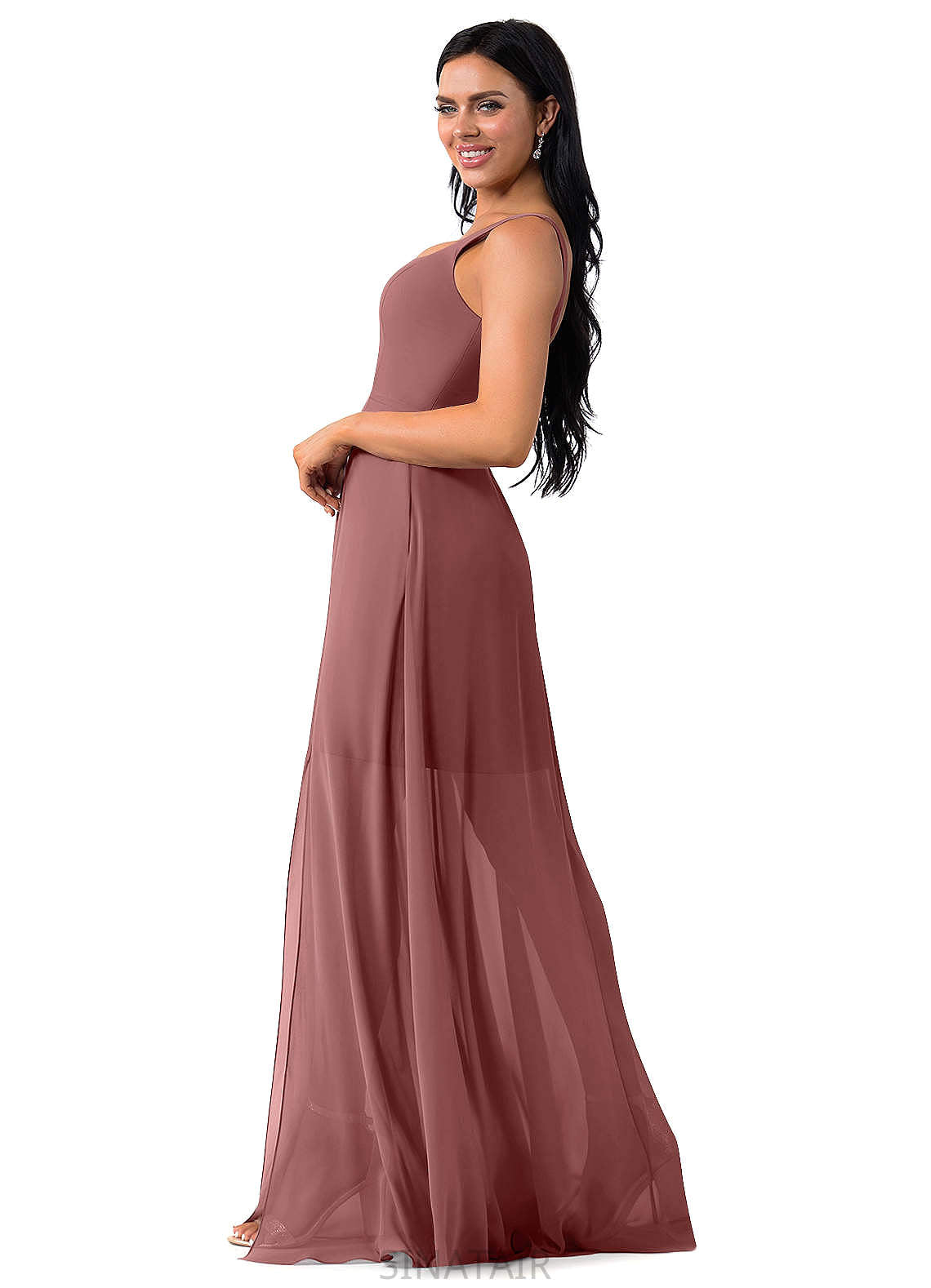 Dominique Floor Length A-Line/Princess Sleeveless V-Neck Natural Waist Bridesmaid Dresses