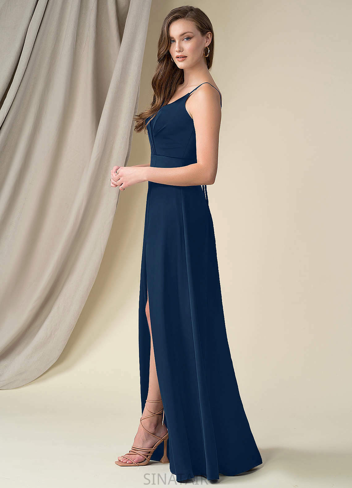 Dayanara Sleeveless A-Line/Princess Floor Length Spaghetti Staps Natural Waist Bridesmaid Dresses