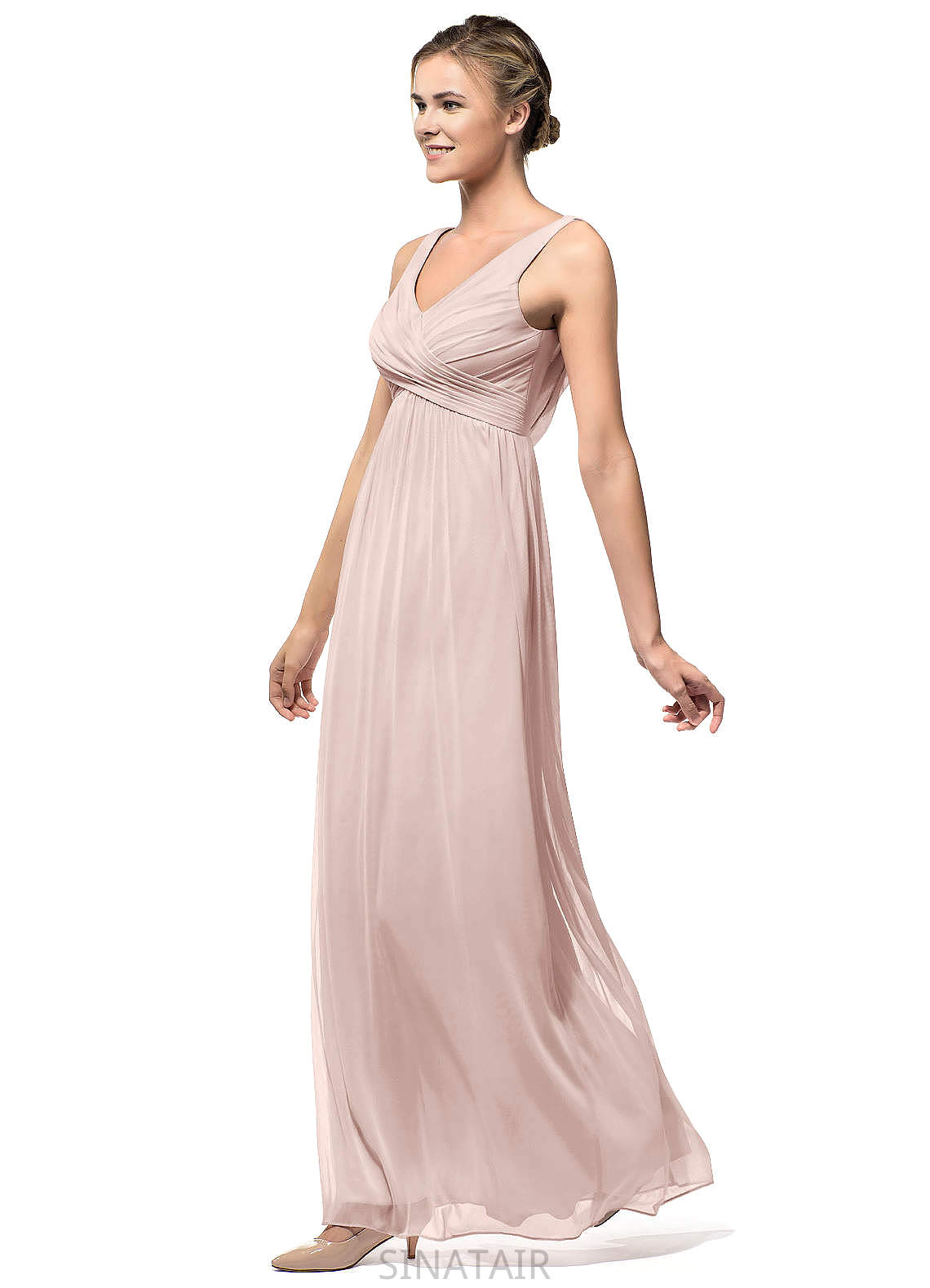 Kaitlynn Sleeveless Scoop A-Line/Princess Natural Waist Floor Length Bridesmaid Dresses