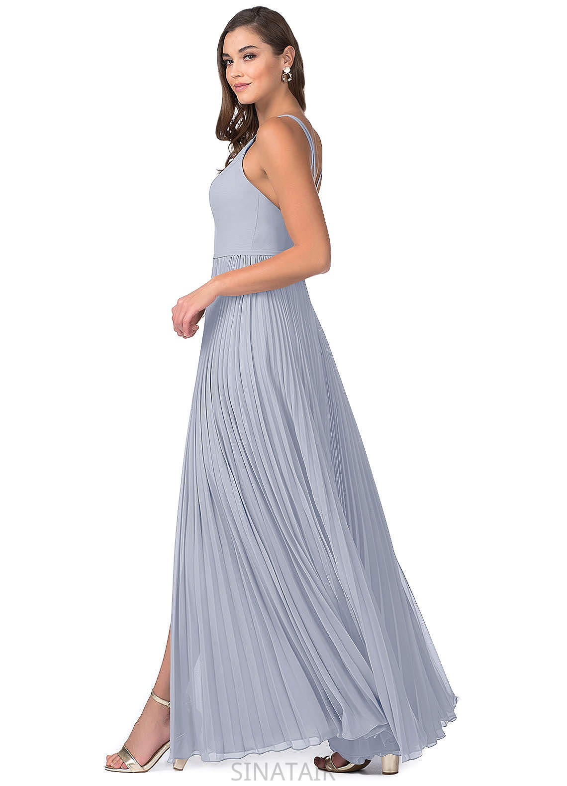 Ashly Natural Waist Sleeveless Scoop Floor Length A-Line/Princess Bridesmaid Dresses