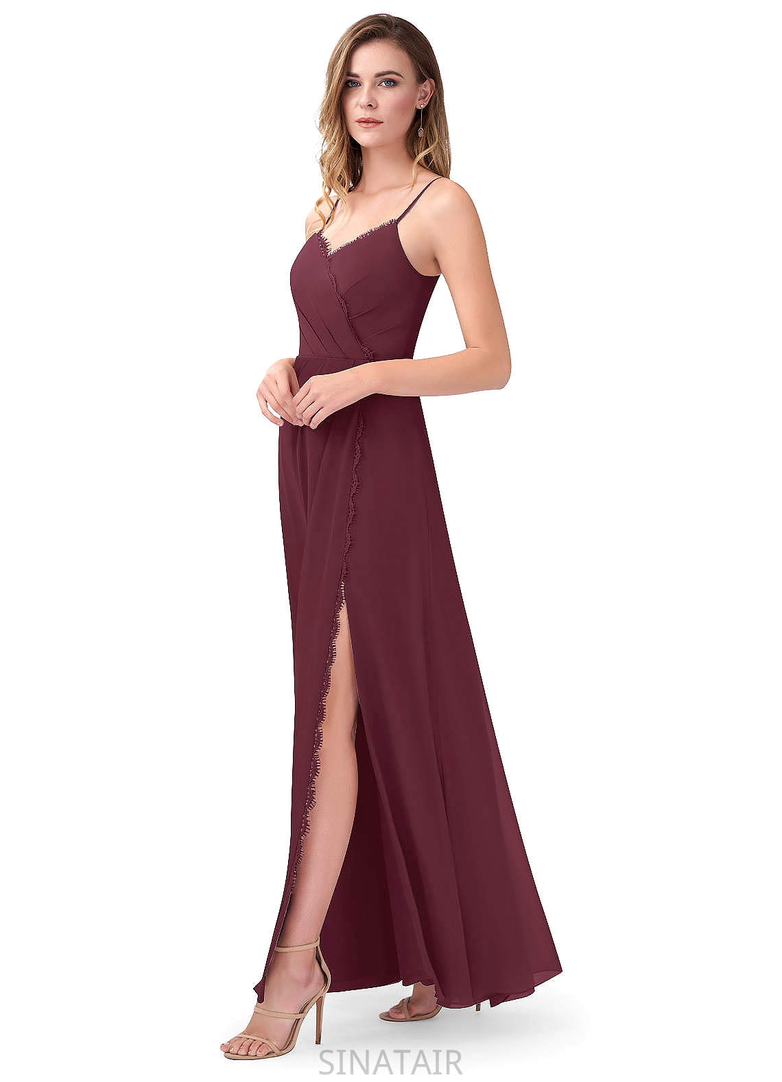 Lexi Natural Waist Sleeveless A-Line/Princess Floor Length Spaghetti Staps Bridesmaid Dresses