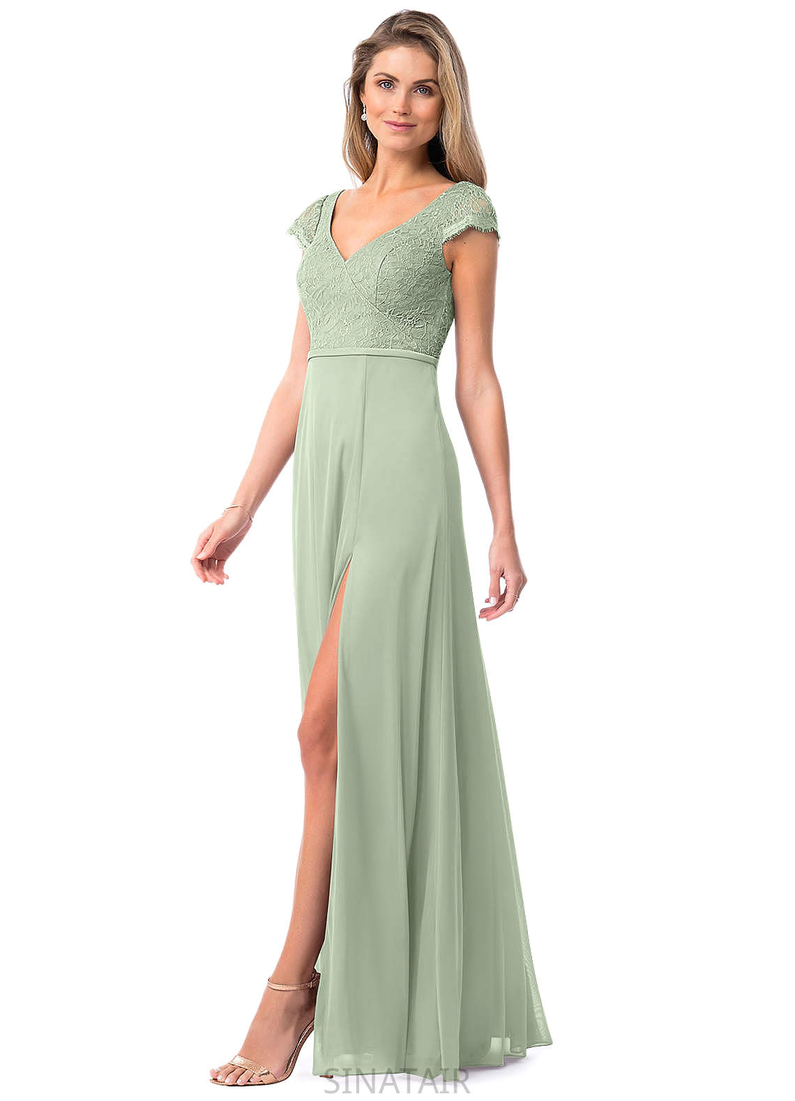 Makenzie Spaghetti Staps Sleeveless A-Line/Princess Floor Length Natural Waist Bridesmaid Dresses