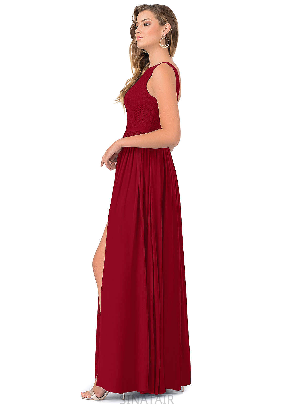 Allie Sleeveless Floor Length Natural Waist Halter A-Line/Princess Bridesmaid Dresses