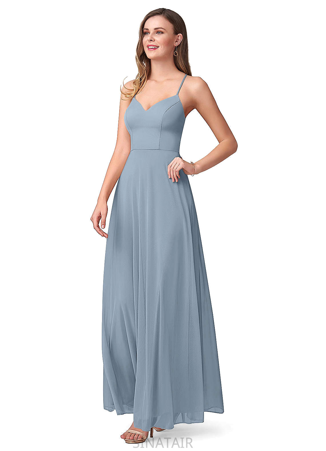 Zoie Natural Waist Scoop Sleeveless Floor Length A-Line/Princess Bridesmaid Dresses