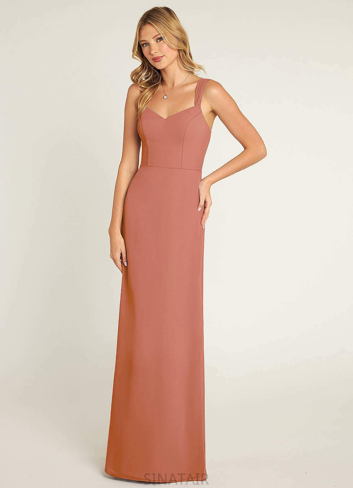 Alaina Spandex Floor Length Off The Shoulder Trumpet/Mermaid Natural Waist Sleeveless Bridesmaid Dresses