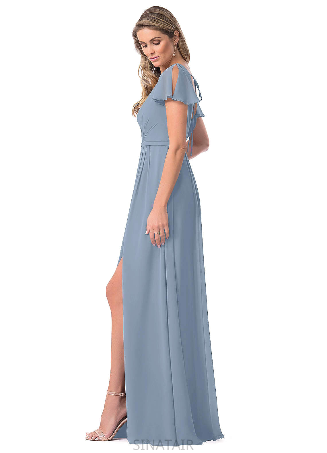 Leah Scoop A-Line/Princess Floor Length Natural Waist Sleeveless Bridesmaid Dresses