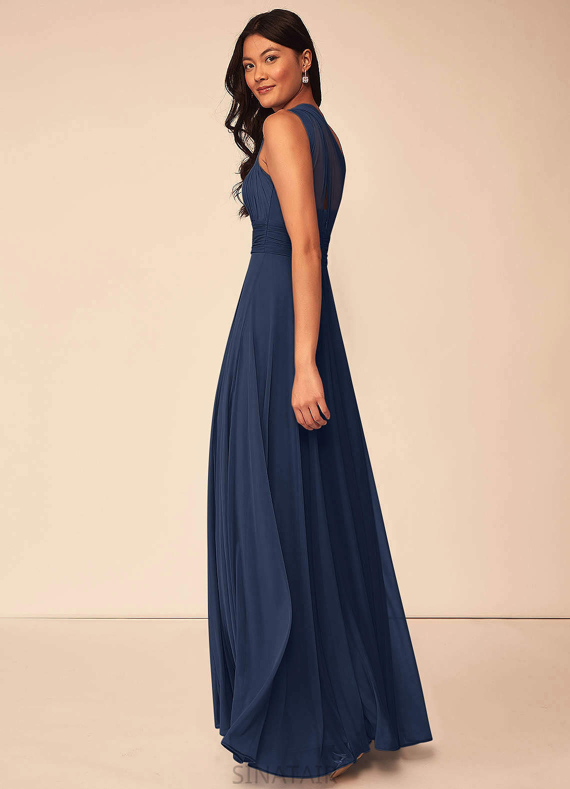 Rosalie Sleeveless Floor Length A-Line/Princess Spaghetti Staps Natural Waist Bridesmaid Dresses