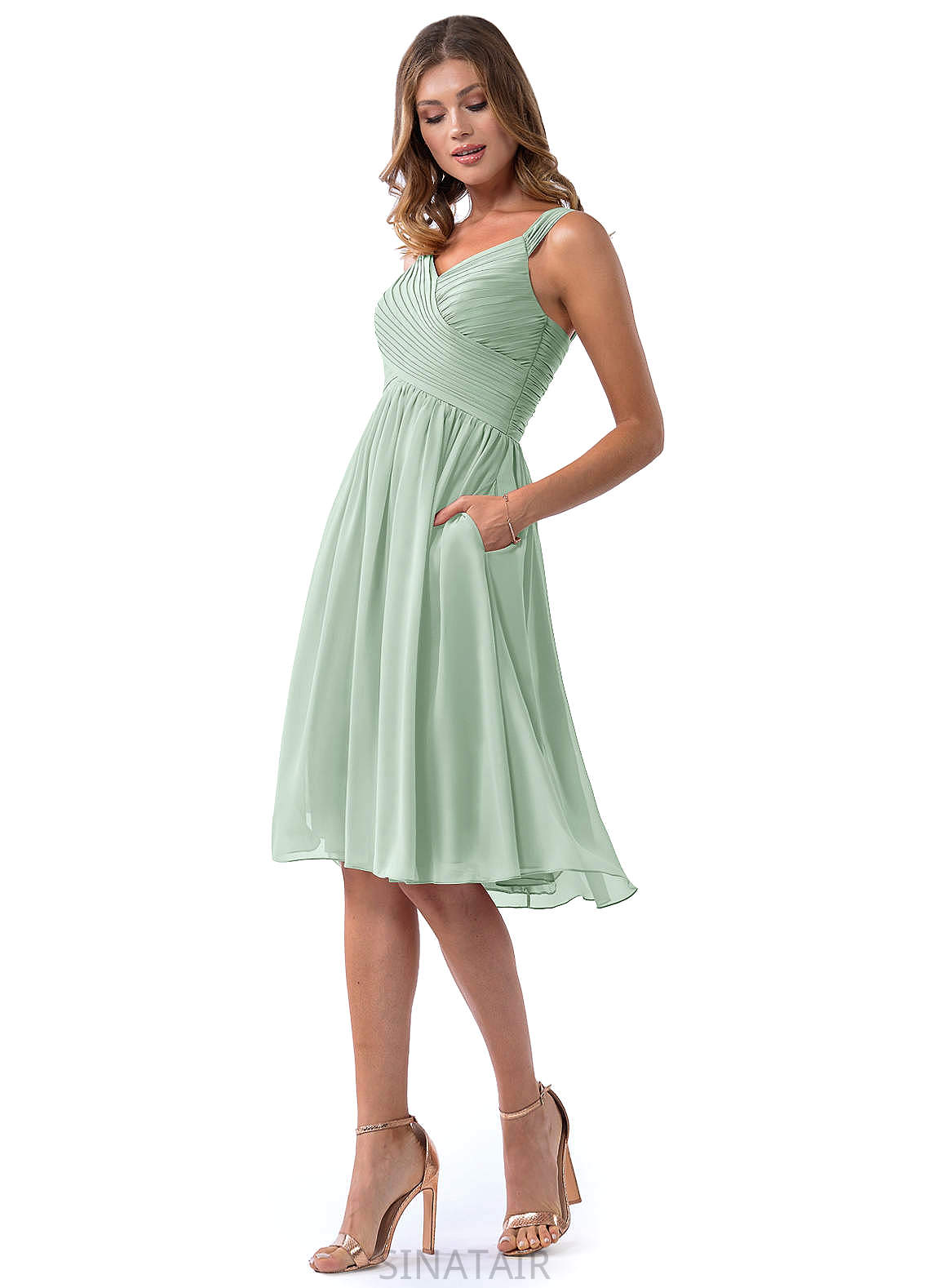 Hailee Sleeveless Natural Waist Floor Length A-Line/Princess Straps Bridesmaid Dresses