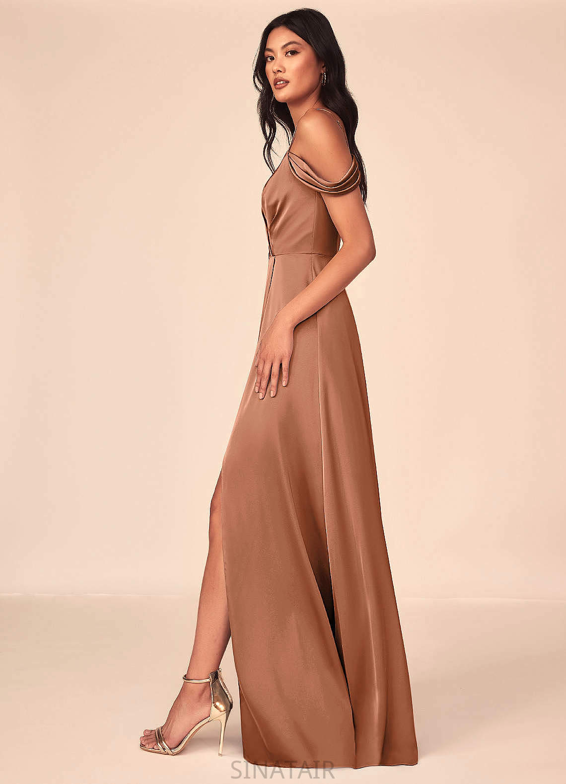 Daniela Sleeveless Floor Length V-Neck Natural Waist A-Line/Princess Bridesmaid Dresses