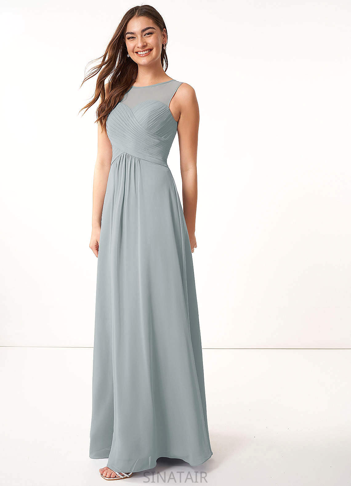 Regan Natural Waist Sleeveless Sheath/Column Floor Length Spaghetti Staps Satin Bridesmaid Dresses