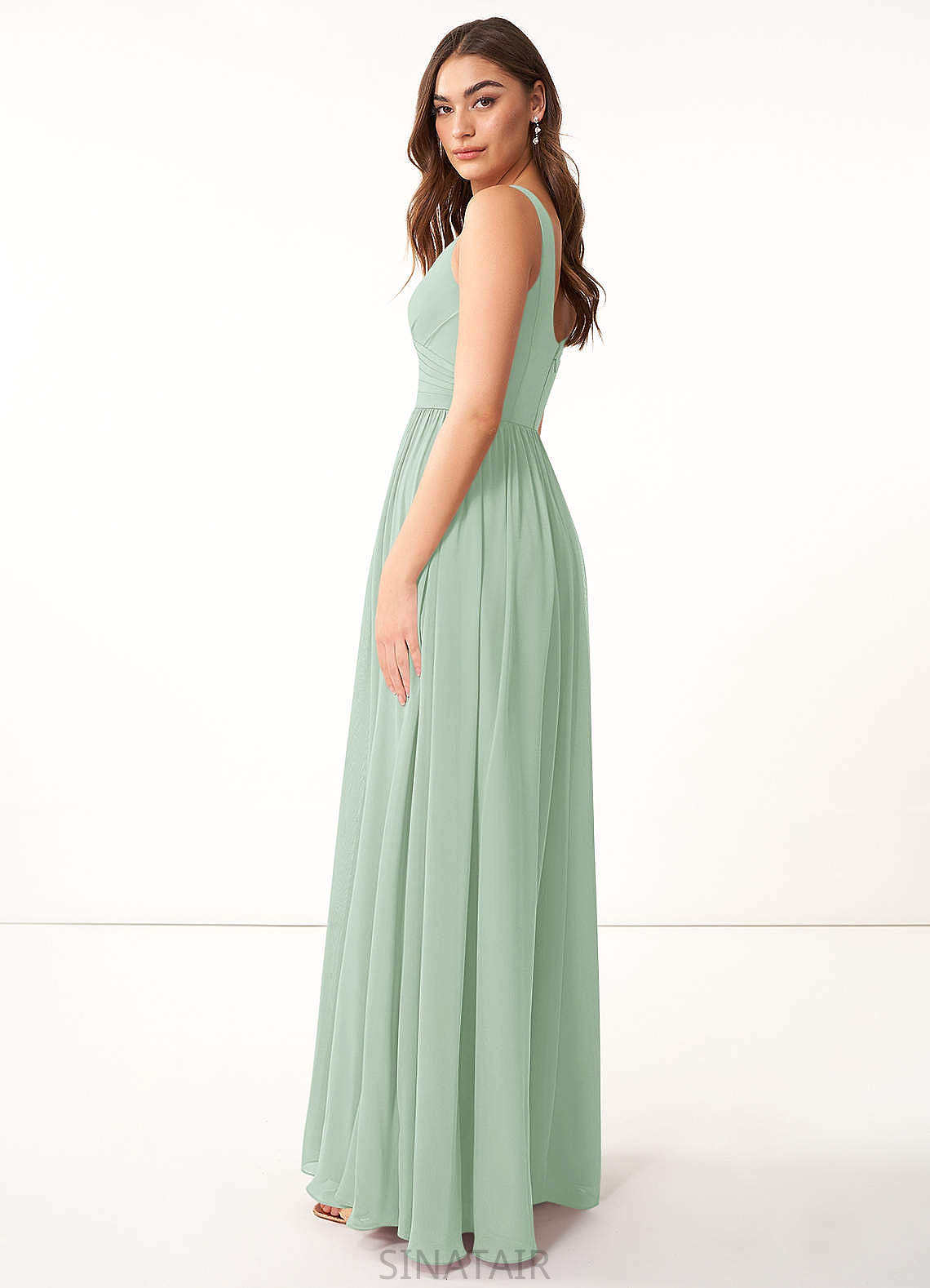 Yasmin Sleeveless Floor Length A-Line/Princess Scoop Natural Waist Bridesmaid Dresses