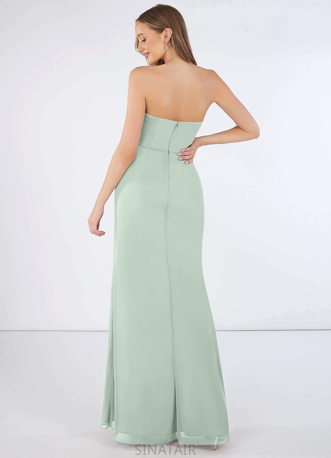 Chloe Floor Length Sleeveless Natural Waist A-Line/Princess V-Neck Bridesmaid Dresses