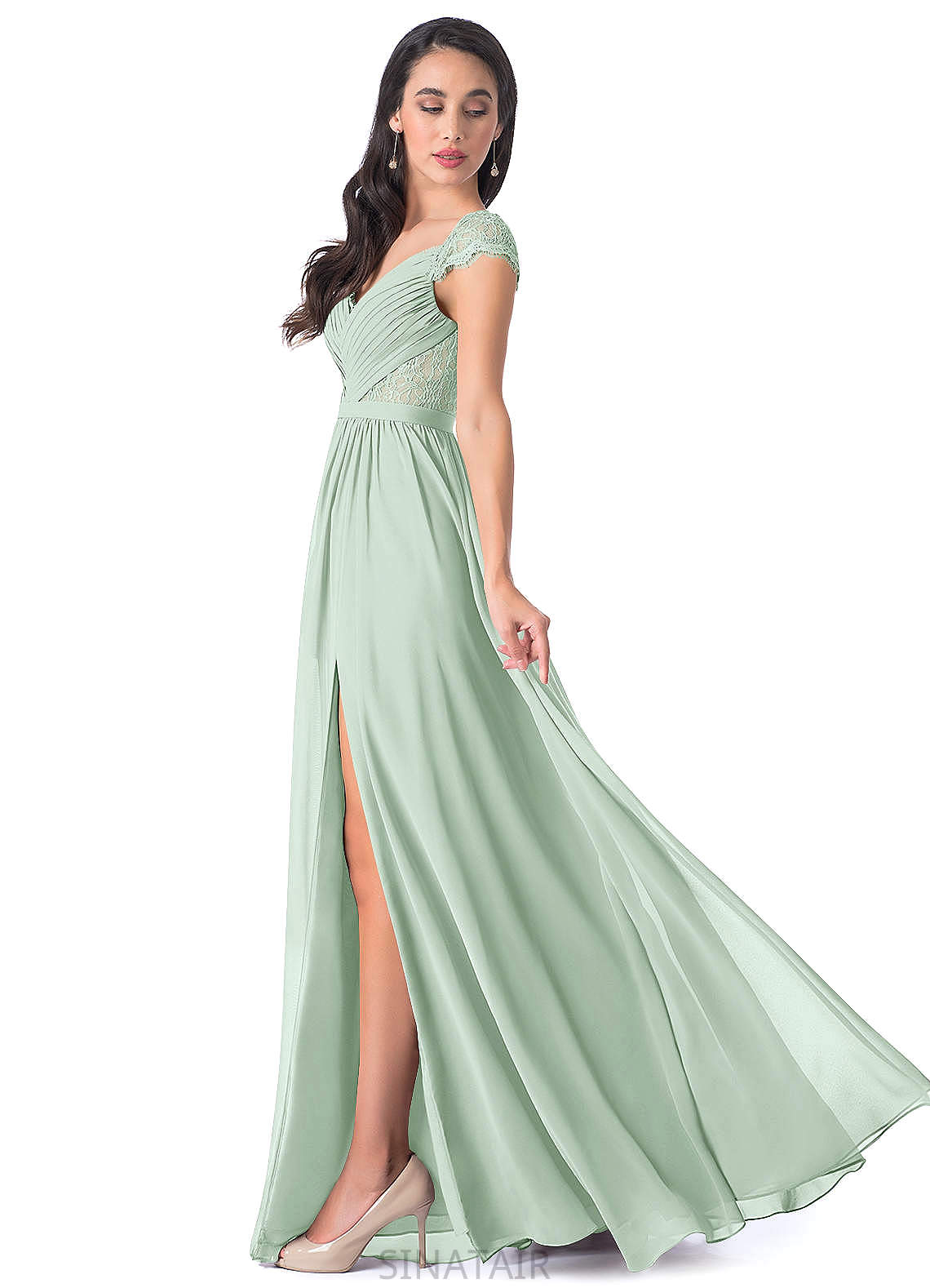 Yvonne Sleeveless Floor Length Natural Waist V-Neck A-Line/Princess Bridesmaid Dresses