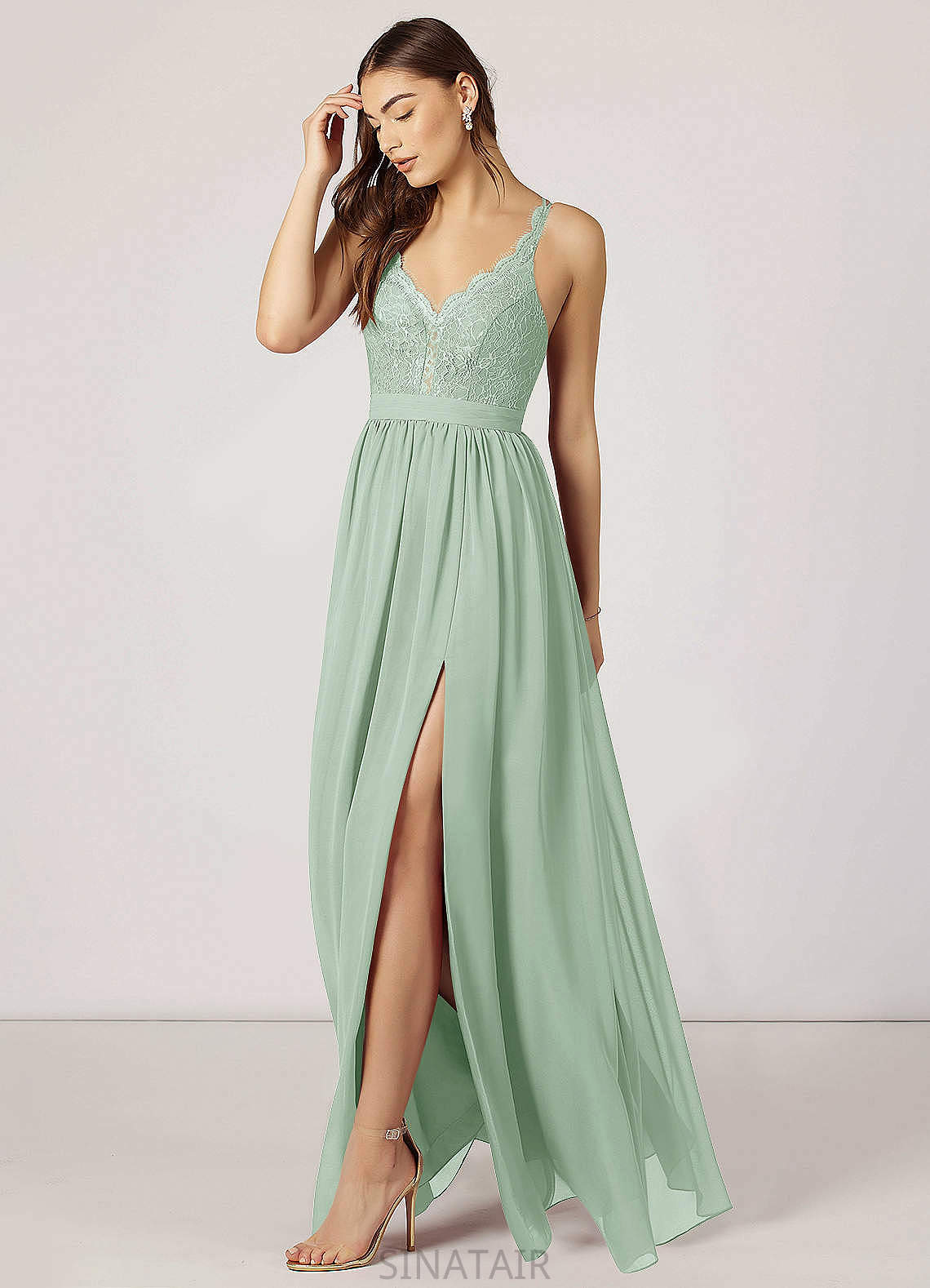 Tracy Scoop A-Line/Princess Natural Waist Floor Length Sleeveless Bridesmaid Dresses