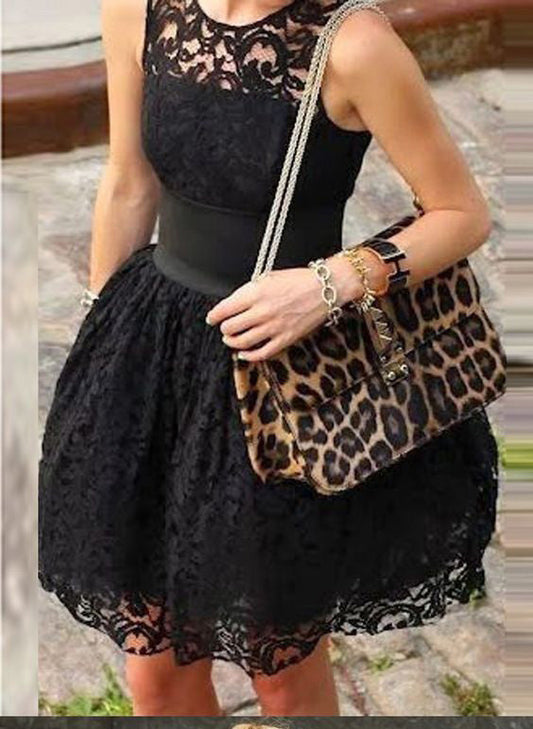 A-Line Jewel Lace Homecoming Dresses Alanna Short Black 2024