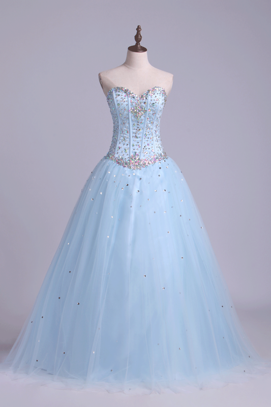 2024 Sweetheart Beaded Bodice Quinceanera Dresse Tulle Floor Length