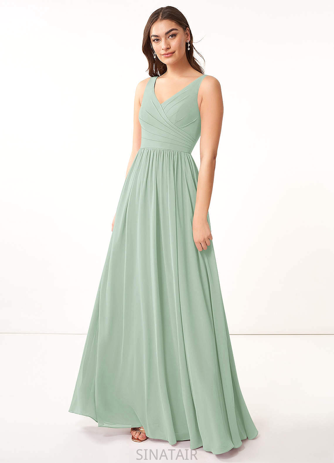 Yasmin Sleeveless Floor Length A-Line/Princess Scoop Natural Waist Bridesmaid Dresses