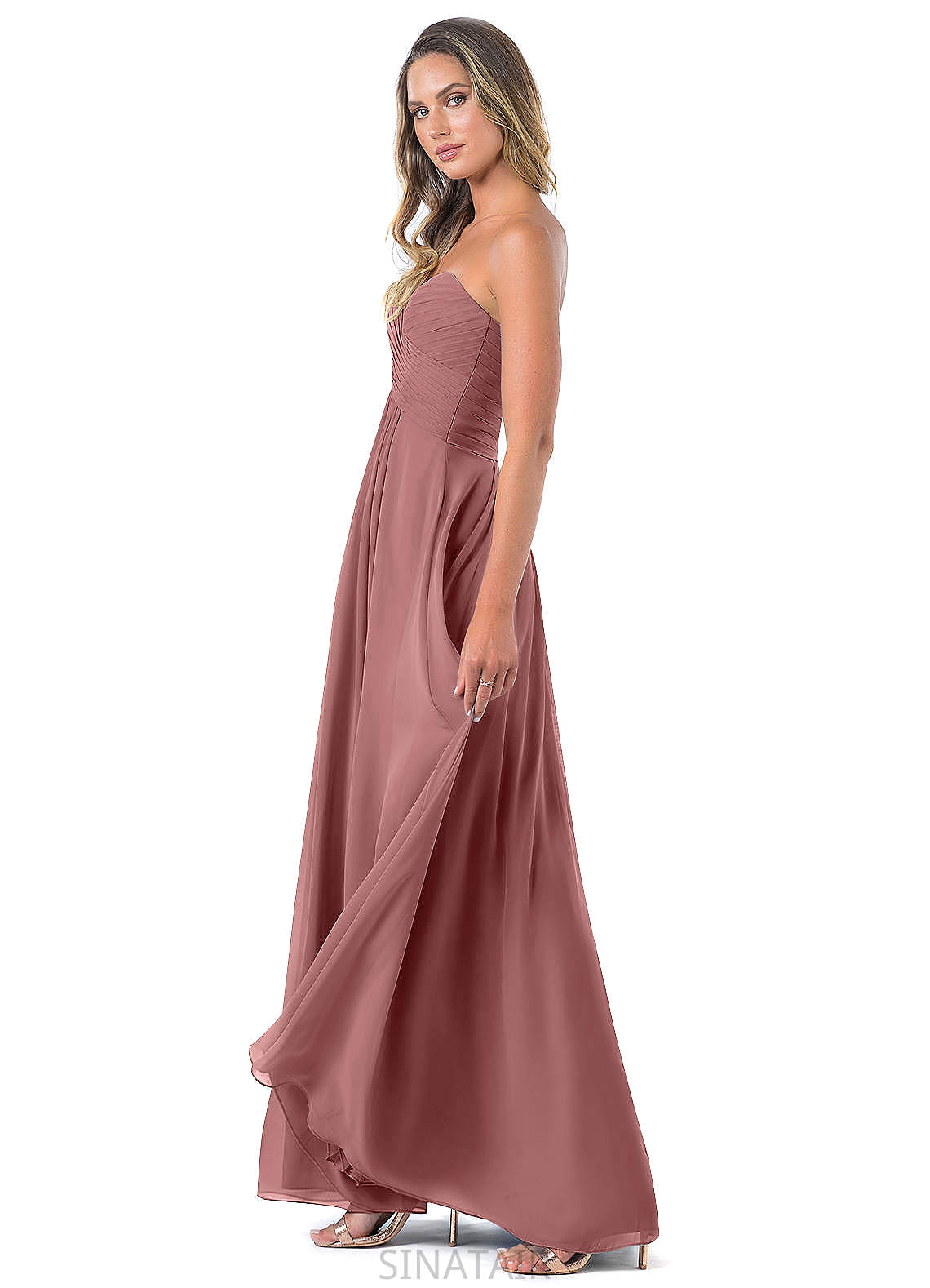 Micaela Natural Waist V-Neck A-Line/Princess Sleeveless Floor Length Bridesmaid Dresses