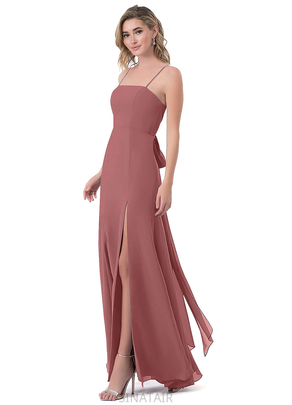 Penelope Sleeveless Natural Waist A-Line/Princess Knee Length Straps Bridesmaid Dresses