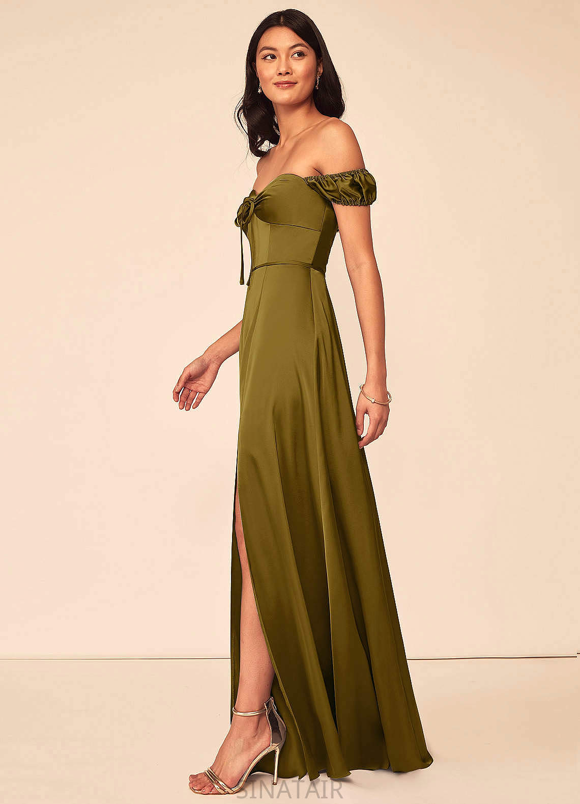 Gabriella Spaghetti Staps Sleeveless Natural Waist A-Line/Princess Floor Length Bridesmaid Dresses