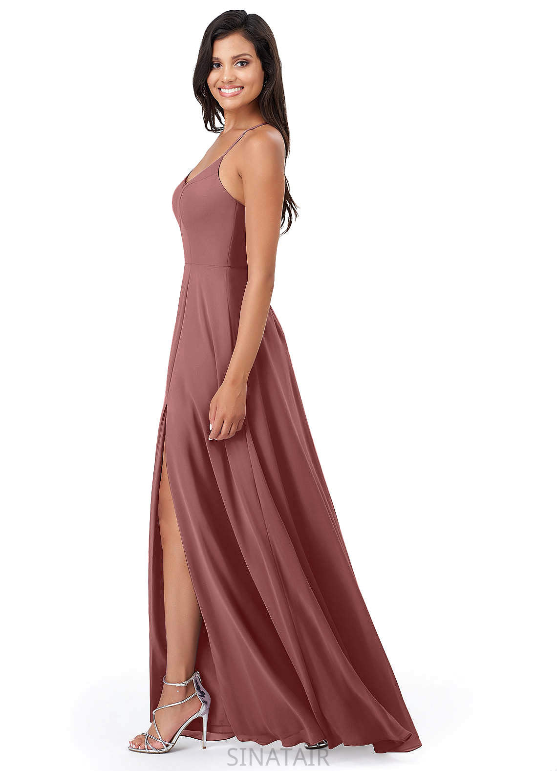 Kianna A-Line/Princess Sleeveless Floor Length Natural Waist Spaghetti Staps Bridesmaid Dresses