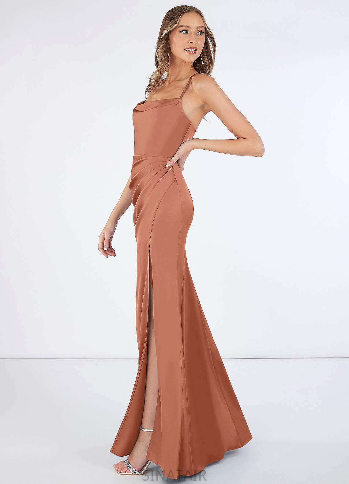 Cailyn Floor Length A-Line/Princess Spaghetti Staps Natural Waist Sleeveless Bridesmaid Dresses