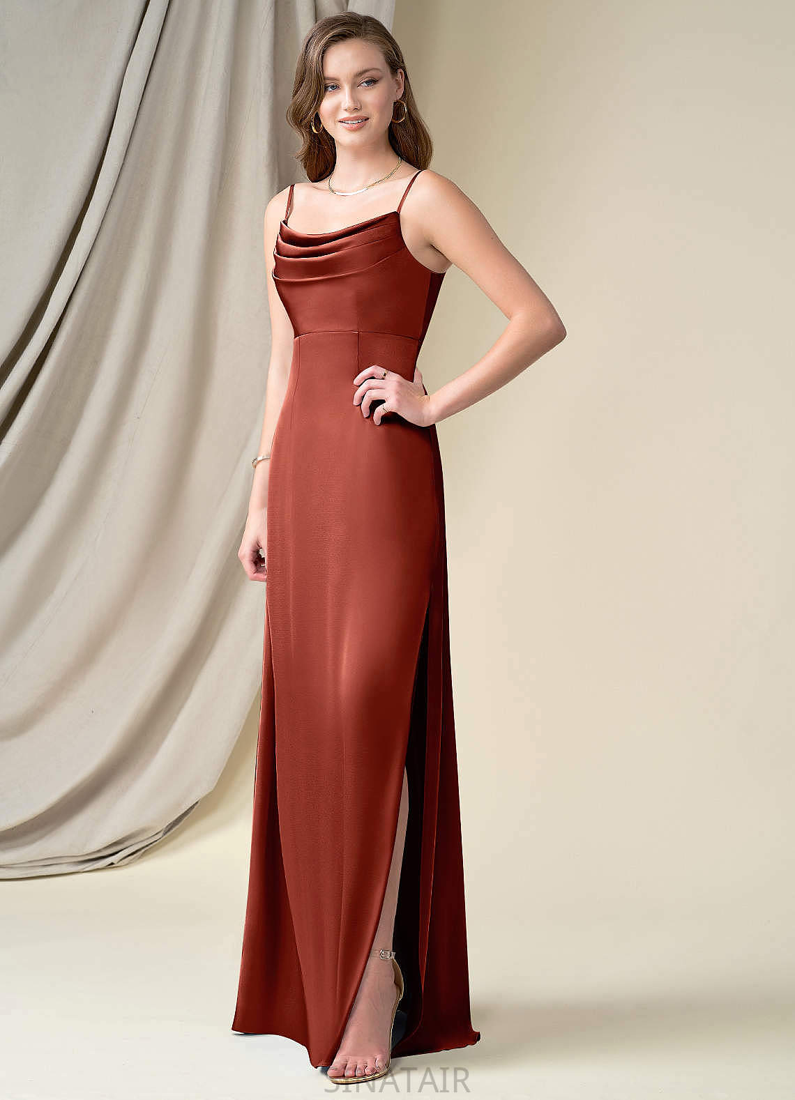 Maisie Natural Waist Floor Length A-Line/Princess Sleeveless Straps Bridesmaid Dresses