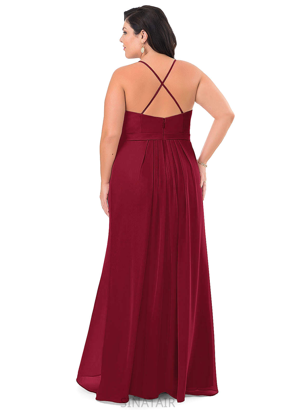 Nia A-Line/Princess Sleeveless V-Neck Floor Length Natural Waist Bridesmaid Dresses