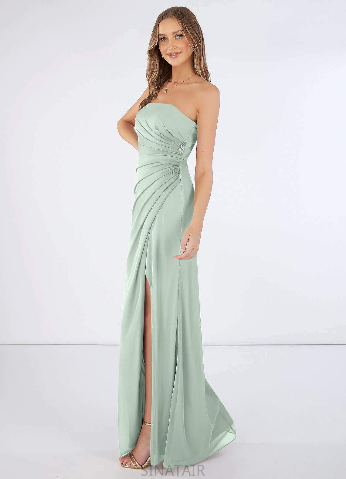 Chloe Floor Length Sleeveless Natural Waist A-Line/Princess V-Neck Bridesmaid Dresses